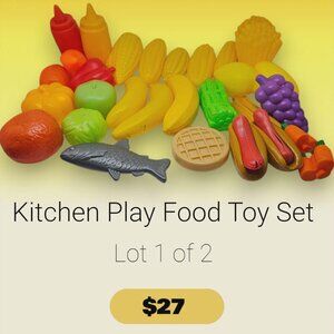 Mixed Lot of Kids Pretend Toy Play Food Dishes Utensils Pots Pans Kitchen